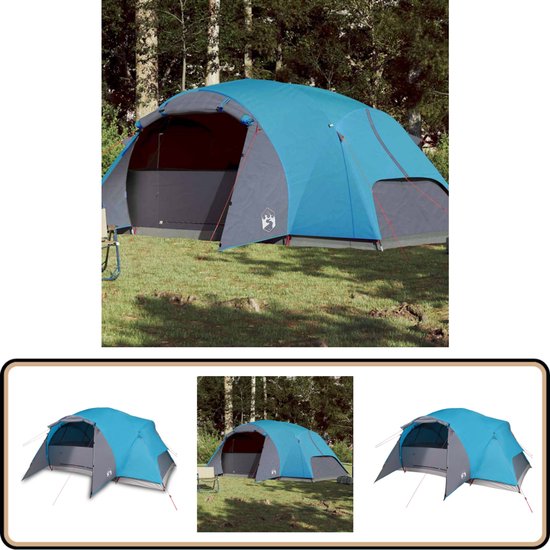 vidaXL Gezinstent 8-persoons - Waterdicht - Blauw Tent - Gezinstent - Kampeertent - Camping - Vakantie van VidaXL