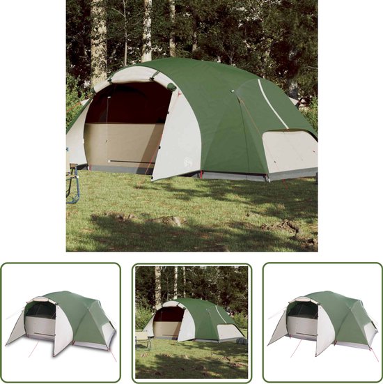 vidaXL Gezinstent - Kampeer Tent - Gezinstent crossvent 8-persoons waterdicht groen - Tent 8 Persoons - Groene Tent - Waterdichte Tent van Merkloos