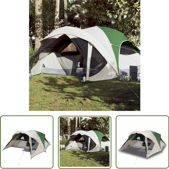 vidaXL Gezinstent - Kampeerten - Gezinstent 6-persoons waterdicht groen - Bungalowtent - Familie Vakantie - Camping van Merkloos