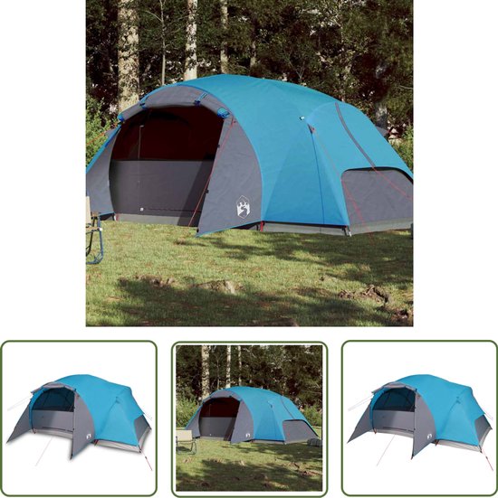 vidaXL Gezinstent - Kampertent - Gezinstent crossvent 8-persoons waterdicht blauw - 8 Persoons Tent - Blauwe Tent - Waterdichte Tent van Vidaxl