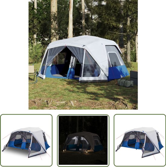 vidaXL Gezinstent - Tent - Tent met LED 10-persoons snelontgrendeling lichtblauw - Kampeertent - Buitenleven - Camping van Merkloos