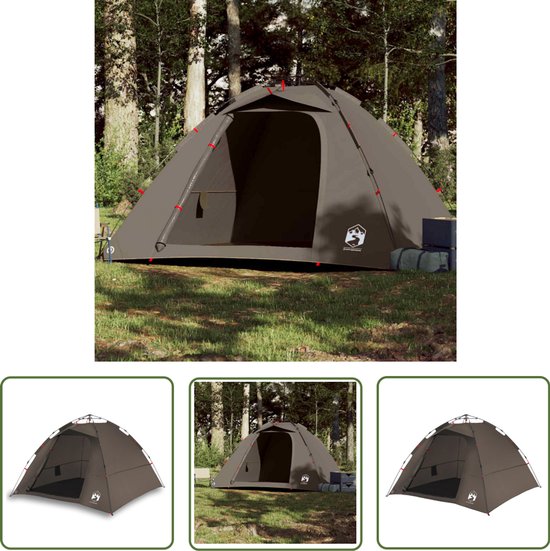 vidaXL Hengelvisserijtent - Vistent - Tent 4-persoons snelontgrendeling bruin - Visplek - Watersport - Campingtent van VidaXL