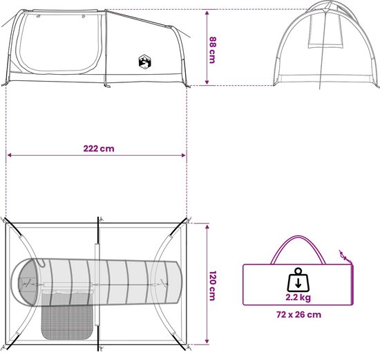 vidaXL - Hiking - Tent - Waterdicht - 1-persoons - Leger - Groen