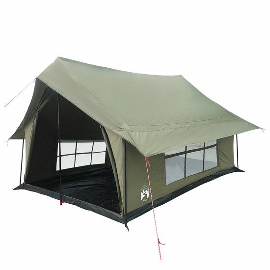 vidaXL - Huisje - Tent - Leger - Groen - 340 - x - 246 - x - 210 - cm - Polykatoen