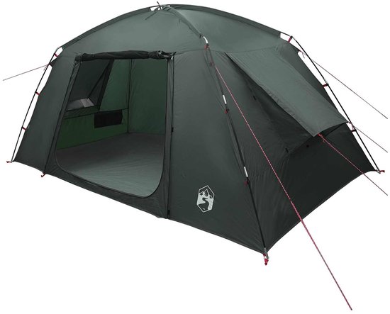 vidaXL - Huisje - Tent - met - dak - Leger - Groen - 400 - x - 210 - x - 180 - cm - Polyester