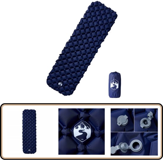 vidaXL Kampeermatras - 190x58x6 cm - 1-persoons - Blauw Kampeermatras - Slaapzak - Camping - Outdoor - Avontuur