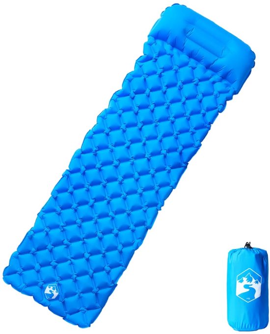 vidaXL - Kampeermatras - met - kussen - opblaasbaar - 1-persoons - blauw van Vidaxl