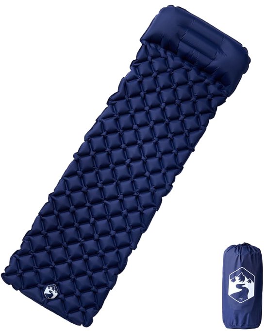 vidaXL - Kampeermatras - met - kussen - opblaasbaar - 1-persoons - marineblauw van Merkloos