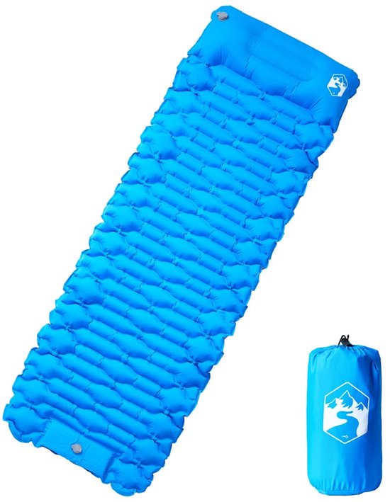 vidaXL - Kampeermatras - met - kussen - zelfopblazend - 1-persoons - blauw van Merkloos