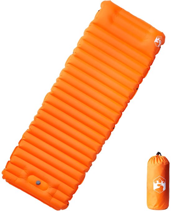 vidaXL - Kampeermatras - met - kussen - zelfopblazend - 1-persoons - oranje van Merkloos