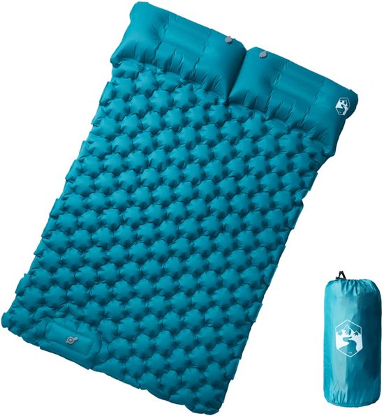 vidaXL - Kampeermatras - met - kussens - zelfopblazend - 2-persoons - blauw van Vidaxl
