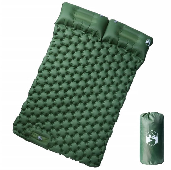 vidaXL - Kampeermatras - met - kussens - zelfopblazend - 2-persoons - groen van Merkloos