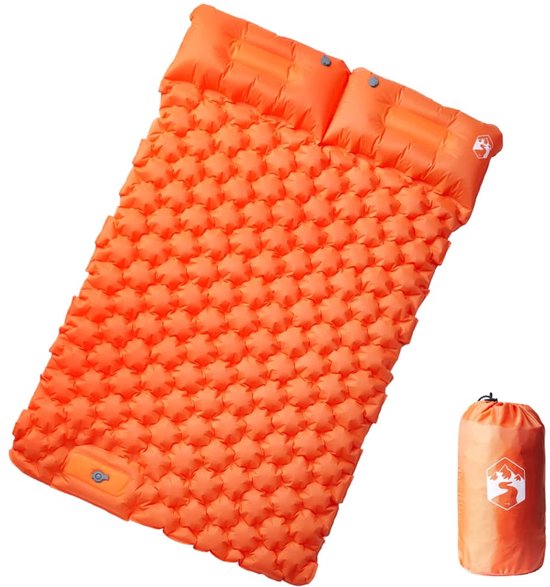 vidaXL - Kampeermatras - met - kussens - zelfopblazend - 2-persoons - oranje van Merkloos