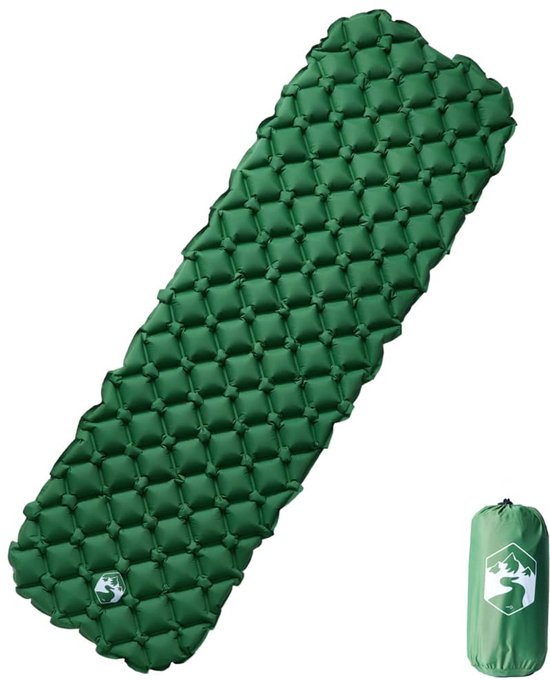 vidaXL - Kampeermatras - opblaasbaar - 190x58x6 - cm - 1- - persoons - groen van Merkloos