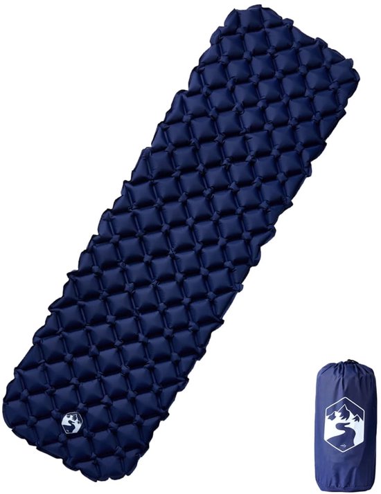 vidaXL - Kampeermatras - opblaasbaar - 190x58x6 - cm - 1-persoons - marineblauw van Merkloos