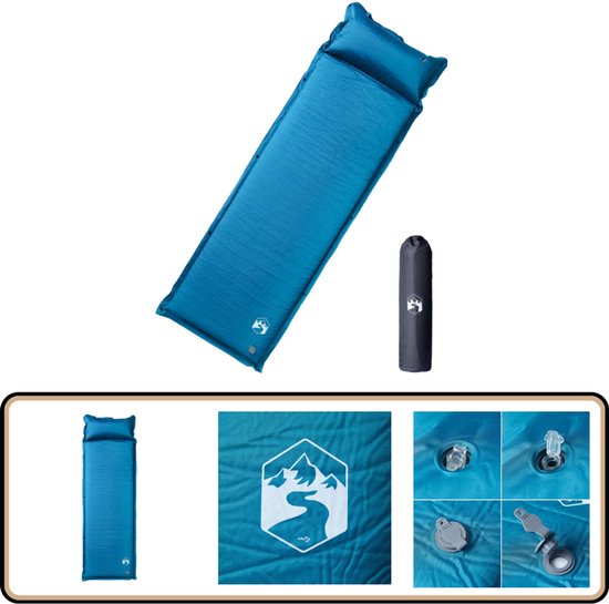 vidaXL Kampeermatras - Zelfopblazend - 1-persoons - Turquoise Zelfopblazend Kampeermatras - Kampeermatras - Slaapplek - Campingmatras - Turqoise van Merkloos
