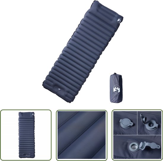 vidaXL Kampeermatras - Zelfopblazend Kampeermatras - Kampeermatras met kussen zelfopblazend 1-persoons grijs - Campingmatras - Slaapmatras - Compact Kampeermatras van Merkloos