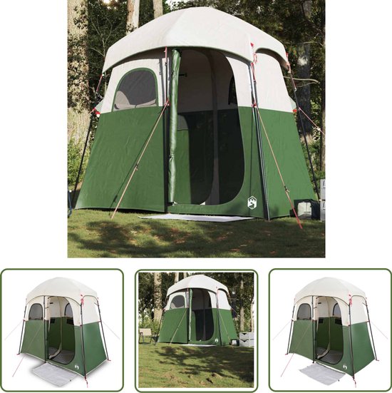 vidaXL Kampeerspullen - Douchetent - Douchetent 2-persoons waterdicht groen - Toilettent - Badkampertenten - Regenproof van Merkloos