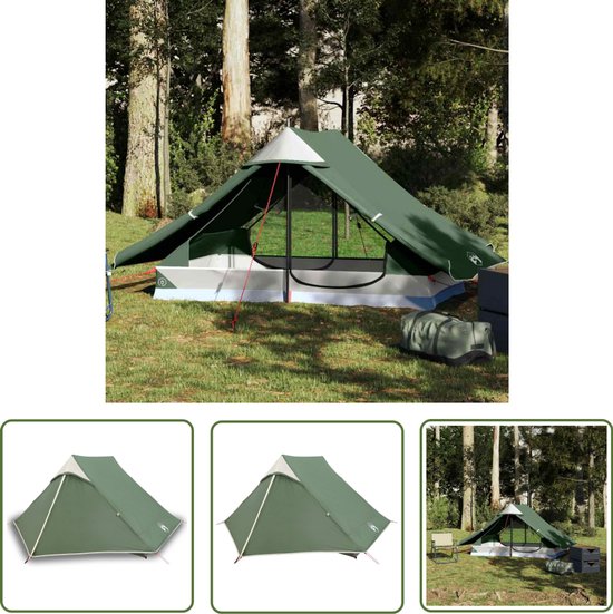 vidaXL Kampeerspullen - Tent - Tent 2-persoons waterdicht groen - Buitenleven - Caravanning - Vouwtent van Merkloos