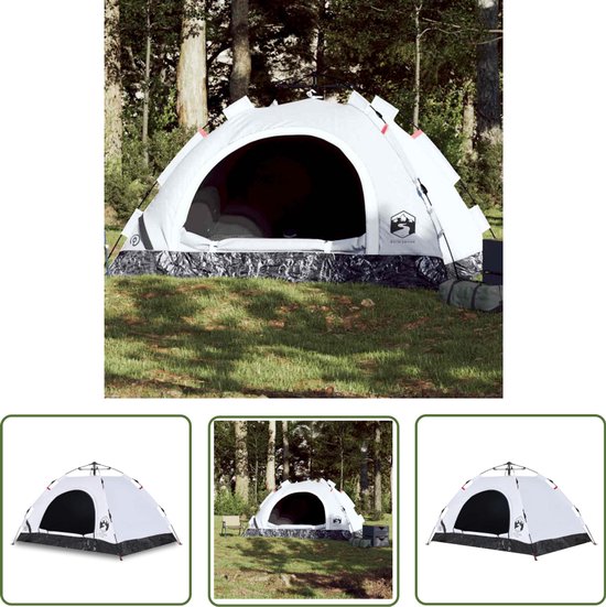 vidaXL Kampeerten - Tent - Tent 2-persoons snelontgrendeling verduisterende stof wit - Tweepersoonstenten - Campingtenten - Reisitent van VidaXL