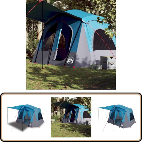 vidaXL Kampeertent - 5-Persoons - Waterdicht - Blauw Kampeertent - Bungalowtent - Tent - Camping - Vakantie van VidaXL