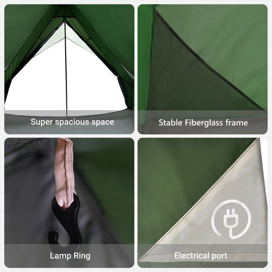 vidaXL - Kampeertent - A-Frame - 5-Persoon - Groen - Waterdicht van Vidaxl