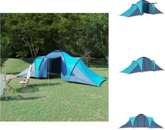 vidaXL kampeertent Grote tent - 576 x 235 x 190 cm - 6 persoons - 2 compartimenten - blauw en lichtblauw - Tent van vidaXL