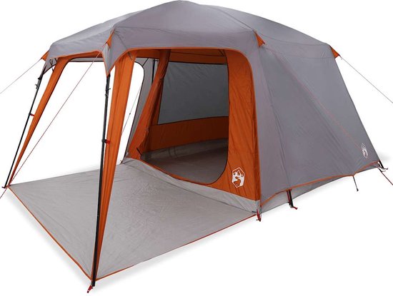 vidaXL - Kampeertent - met - verandakoepel - 5persoons - waterdicht - grijs - oranje van VidaXL