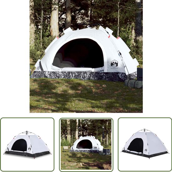 vidaXL Kampeertent - Tent - Tent 4-persoons snelontgrendeling verduisterende stof wit - Vier Persoons Tent - Gezins Tent - Camping Tent van VidaXL