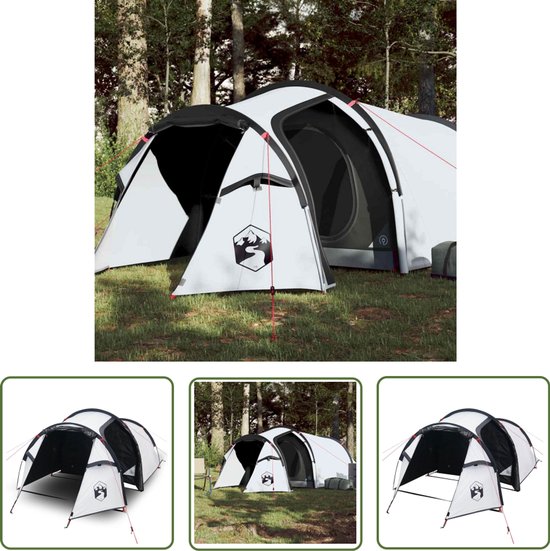vidaXL Kampeertent - Tunneltent - Tunneltent 2-persoons waterdicht verduisterend stof wit - Tweepersoons Tent - Campingtenten - Waterproof Tent van Merkloos