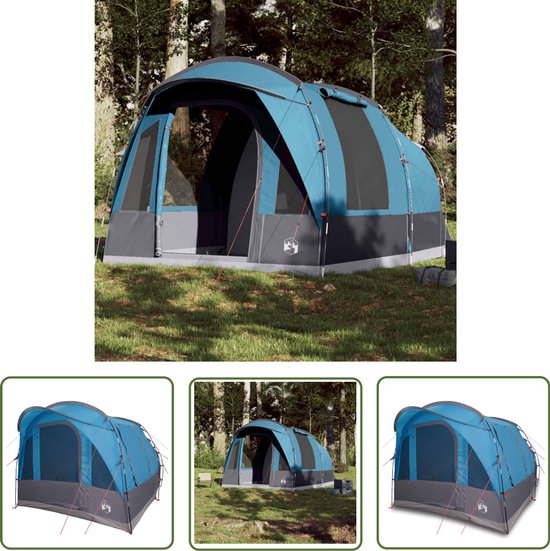 vidaXL Kampeertent - Tunneltent - Tunneltent 3-persoons waterdicht blauw - Blauwe Tent - 3 Persoons Tent - Waterdichte Tent van Merkloos