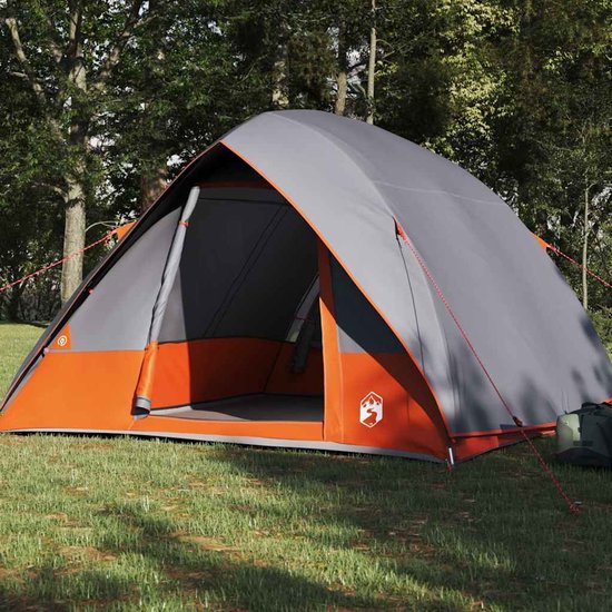 vidaXL - Kamperen - tent - 2-persoons - Grijs - en - Oranje - taft - Waterdicht