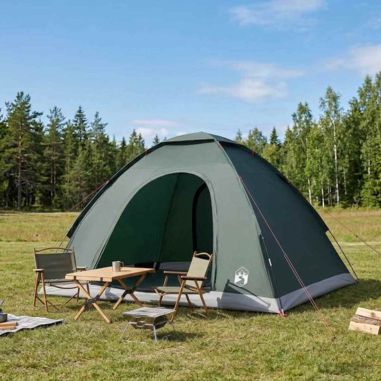 vidaXL - Kamperen - tent - 4-persoons - Leger - Groen