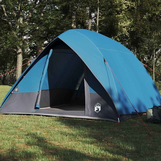vidaXL - Kamperen - tent - 4-persoons - Waterdicht - Blauw - taft