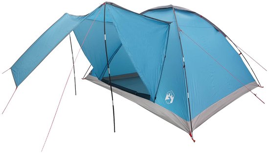 vidaXL - Kamperen - tent - met - dak - Blauw - 6-persoons - Polyester - en - Staal