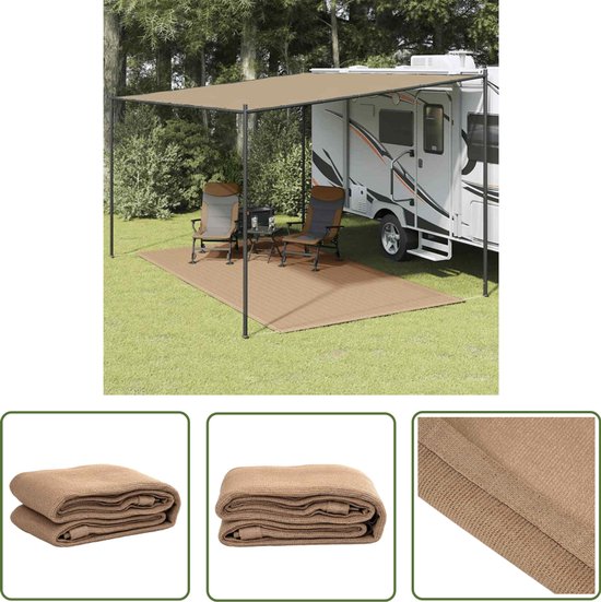 vidaXL Kamperen - Tenttapijt - Tenttapijt 200x400 cm taupe - Buitentapijt - Tuintapijt - Veranda Tapijt van Merkloos