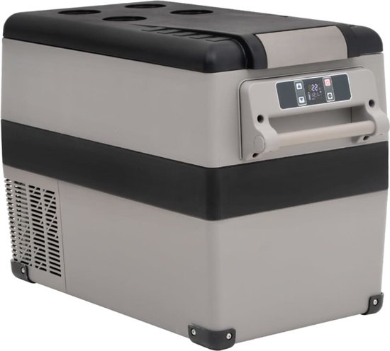 vidaXL - Koelbox - met - handvat - 55 - L - PP - & - PE - zwart - en - grijs