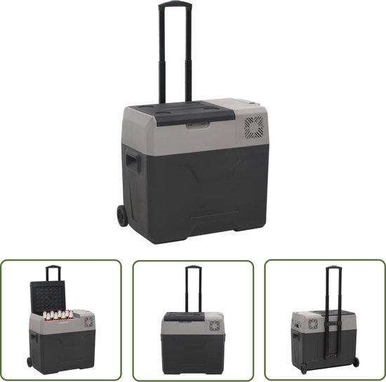 vidaXL Koelzak - Koelbox - Koelbox met wielen en handvat 40 L polypropeen zwart en grijs - Campingaccessoires - Roadtrip Essentials - Outdoor Keuken