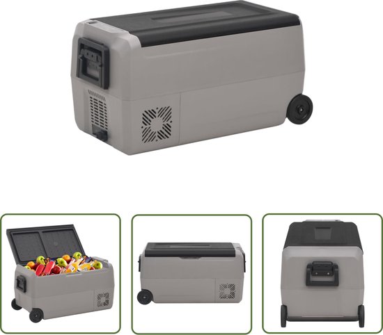 vidaXL Koelzak - Koelbox - Koelbox met wielen en handvat 60 L polypropeen zwart en grijs - Campingaccessoires - Outdoorleven - Roadtrip
