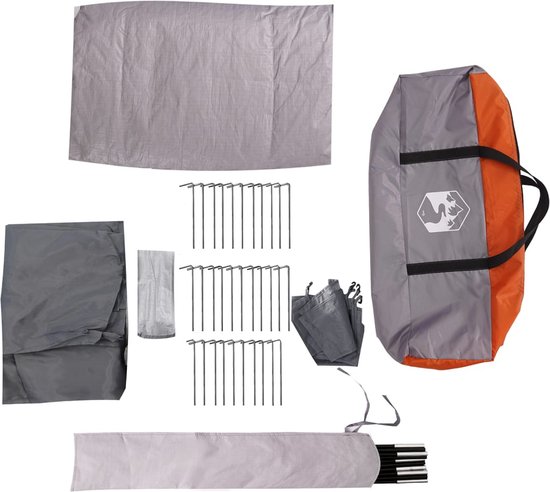 vidaXL - Koepeltent - 1-persoons - waterdicht - grijs - en - oranje van vidaXL