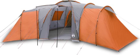 vidaXL - Koepeltent - 12-persoons - waterdicht - grijs - en - oranje van Vidaxl