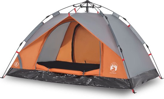 vidaXL - Koepeltent - 2-persoons - snelontgrendeling - grijs - en - oranje van vidaXL