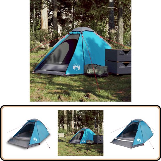 vidaXL Koepeltent - 2-persoons - Waterdicht - Blauw Kampeertent - Koepeltent - Tent - Buitenleven - Camping van VidaXL
