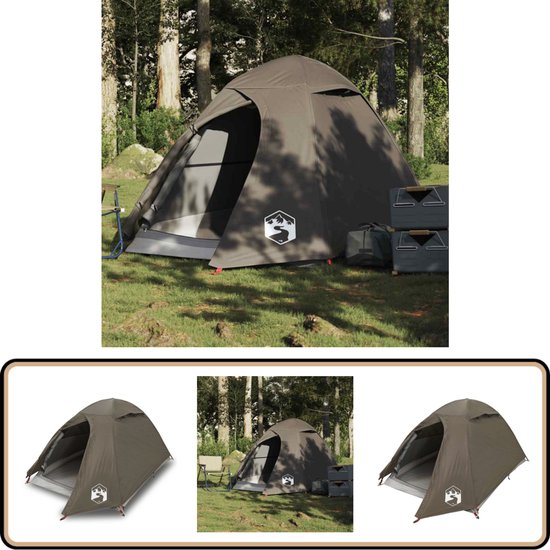 vidaXL Koepeltent - 2-persoons - Waterdicht - Bruin Kampeer Tent - Koepeltent - Tent 2 Persoons - Waterdicht Tent - Bruine Tent van VidaXL
