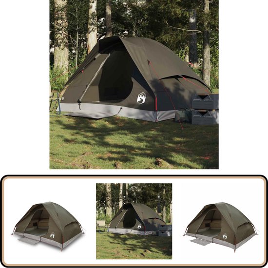 vidaXL Koepeltent - 2-persoons - Waterdicht - Bruin Kampeer Tent - Koepeltent - Tent 2 Persoons - Waterdicht Tent - Camping Tent van VidaXL