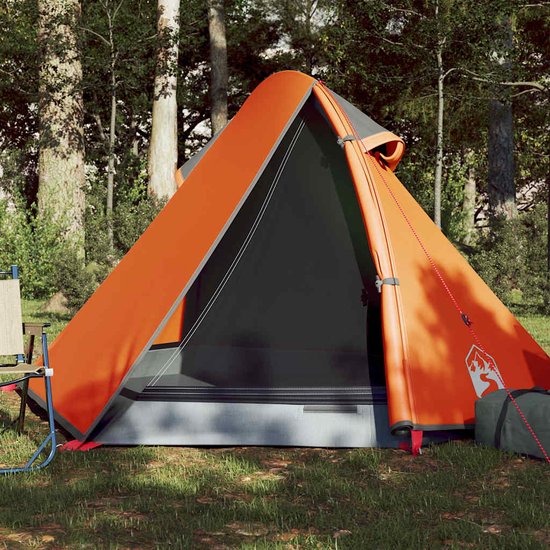 vidaXL Koepeltent - 2 Persoons - Waterdicht - Grijs/Oranje van Vidaxl