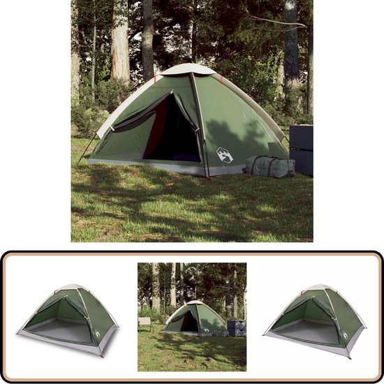 vidaXL Koepeltent 2-persoons waterdicht groen Kampeer Tent - Tent - Koepeltent - Campingtent - Outdoor van VidaXL