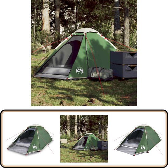 vidaXL Koepeltent 2-persoons waterdicht groen Kampeertent - Tent - Koepeltent - Tweepersoons Tent - Campinguitrusting van VidaXL