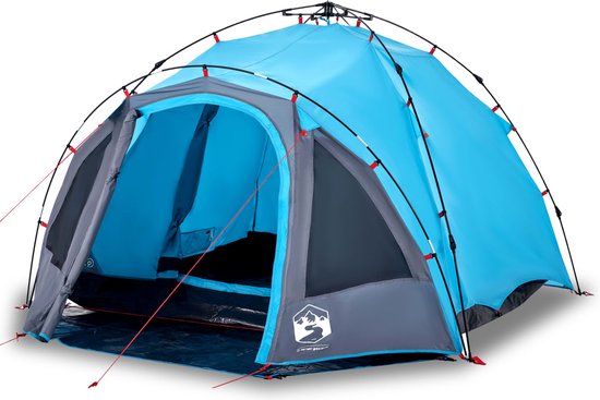 vidaXL - Koepeltent - 3-persoons - snelontgrendeling - blauw van vidaXL