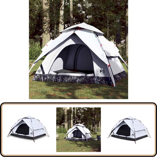 vidaXL Koepeltent 3-persoons - Verduisterend wit - Compact Kampeertent - Dometent - Koepeltent - 3 Persoons Tent - Familietent van Vidaxl